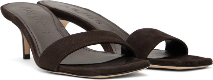 Aeyde Brown Ilvy Kid Suede Leather Mules - Image 4
