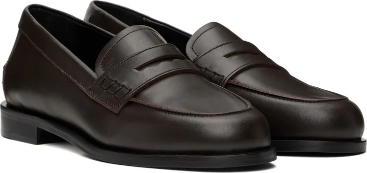 Aeyde Brown Oscar Leather Loafers - Image 4