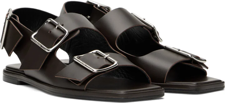 Aeyde Brown Thekla Leather Slingback Sandals - Image 4