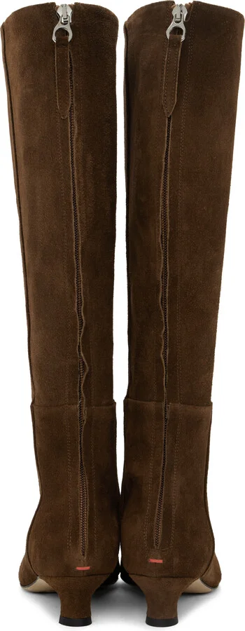 Aeyde Brown Zazie Suede Tall Boots - Image 2