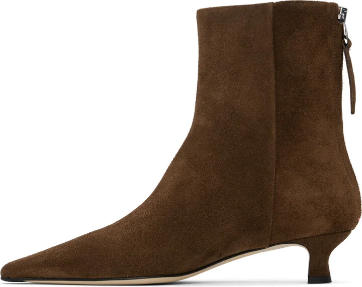 Aeyde Brown Zoe Suede Ankle Boots - Image 3