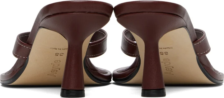Aeyde Burgundy Daphne Leather Toe-Post Heeled Sandals - Image 2