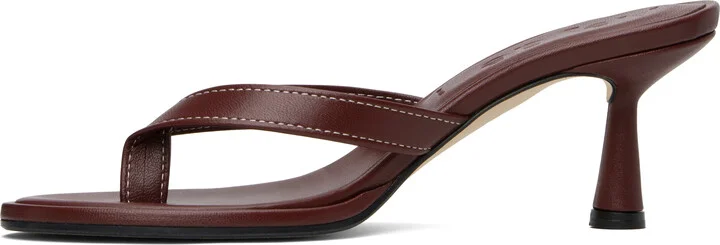 Aeyde Burgundy Daphne Leather Toe-Post Heeled Sandals - Image 3