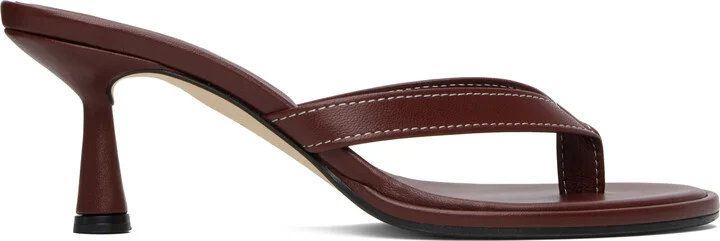 Aeyde Burgundy Daphne Leather Toe-Post Heeled Sandals