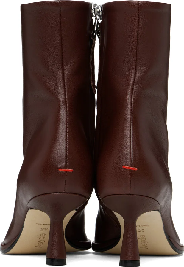 Aeyde Burgundy Dorothy Leather Ankle Boots - Image 2