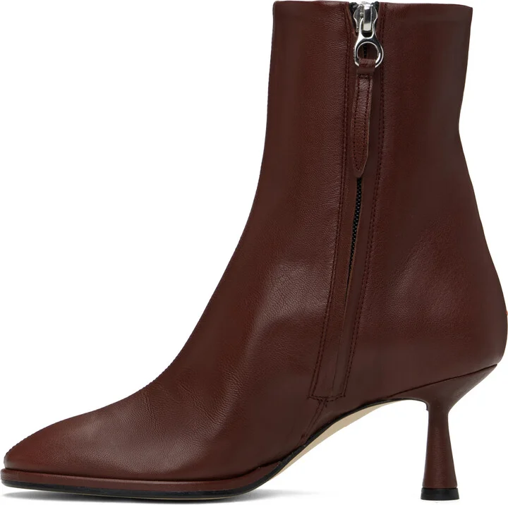 Aeyde Burgundy Dorothy Leather Ankle Boots - Image 3