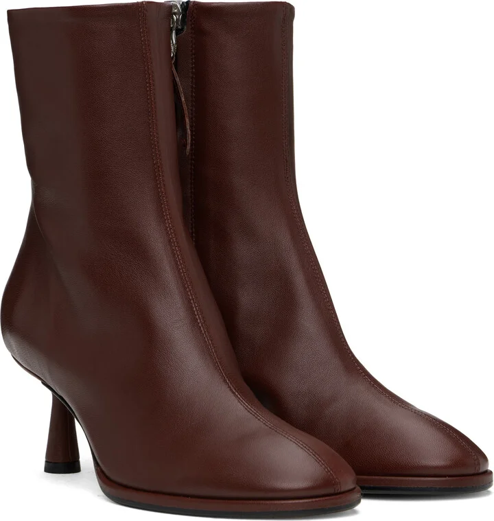 Aeyde Burgundy Dorothy Leather Ankle Boots - Image 4