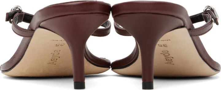 Aeyde Burgundy Leigh Leather Toe-Post Heeled Sandals - Image 2