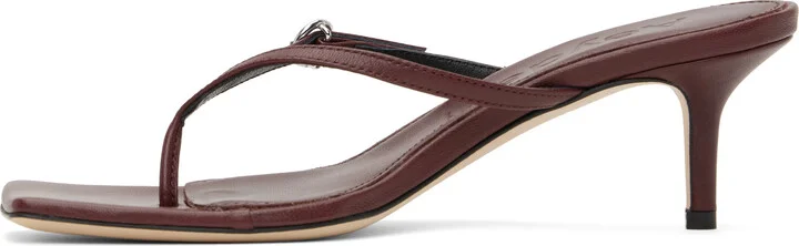 Aeyde Burgundy Leigh Leather Toe-Post Heeled Sandals - Image 3