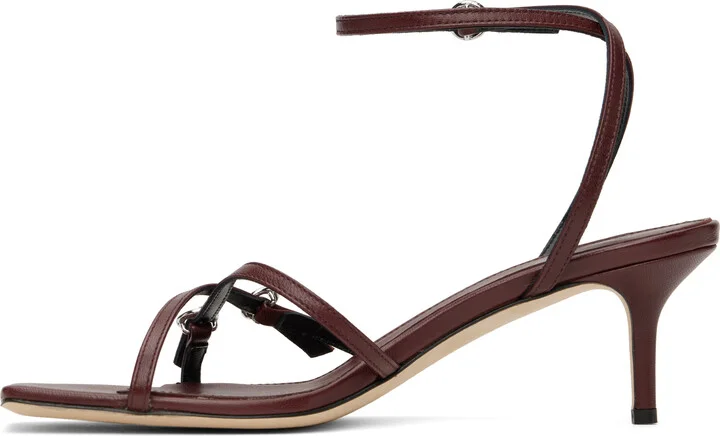 Aeyde Burgundy Libby Leather Kitten Heeled Sandals - Image 3