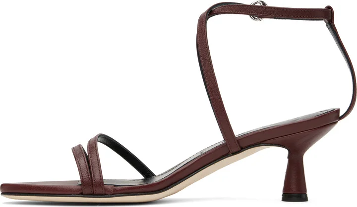 Aeyde Burgundy Maeve Leather Heeled Sandals - Image 3