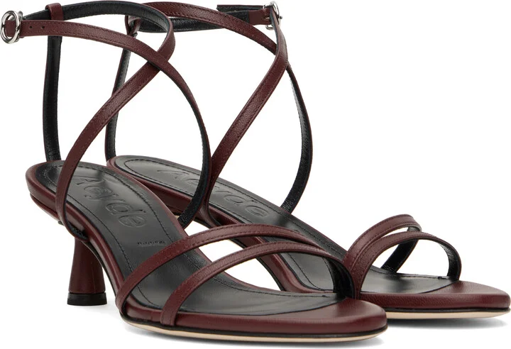 Aeyde Burgundy Maeve Leather Heeled Sandals - Image 4