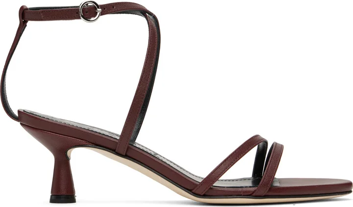 Aeyde Burgundy Maeve Leather Heeled Sandals