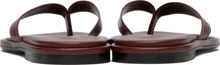 Aeyde Burgundy Melody Leather Toe-Post Flip-Flops - Image 2