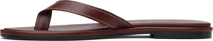 Aeyde Burgundy Melody Leather Toe-Post Flip-Flops - Image 3