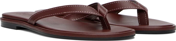 Aeyde Burgundy Melody Leather Toe-Post Flip-Flops - Image 4