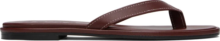 Aeyde Burgundy Melody Leather Toe-Post Flip-Flops