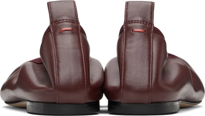 Aeyde Burgundy Nomi Ruched Ballerina Flats - Image 2