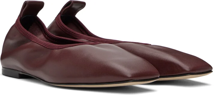 Aeyde Burgundy Nomi Ruched Ballerina Flats - Image 4