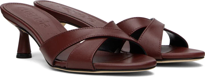 Aeyde Burgundy Vero Leather Mules - Image 4