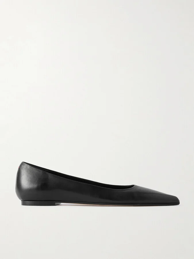 Aeyde - Cassy Leather Point-toe Flats - Black