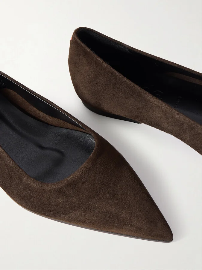 Aeyde - Cassy Suede Ballet Flats - Brown - Image 4