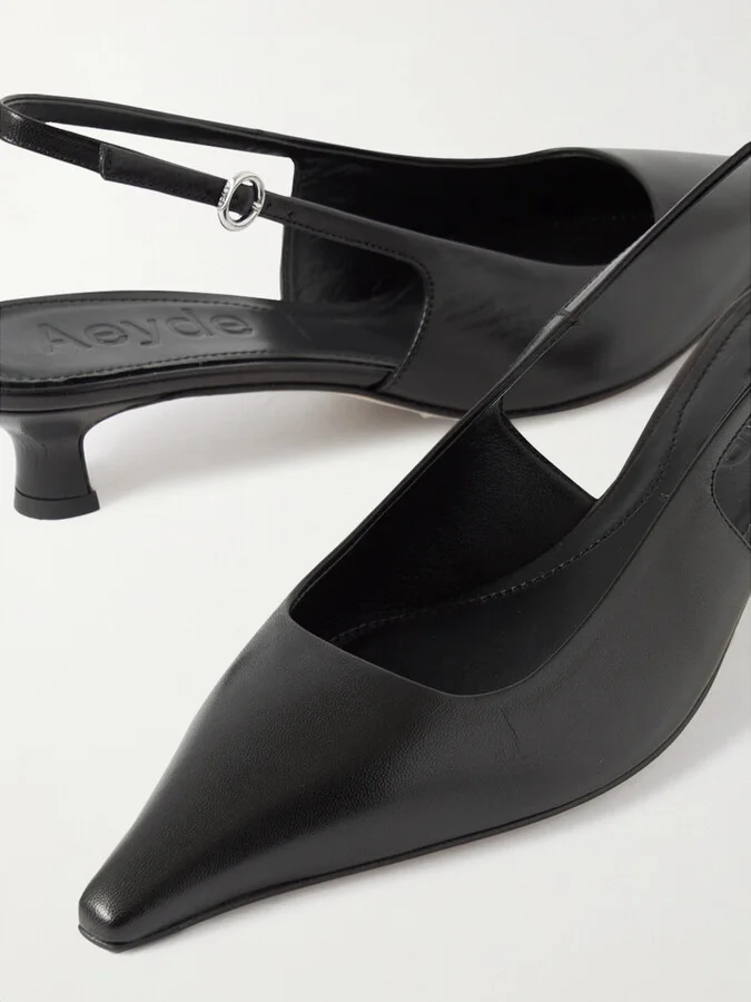 Aeyde - Catrina Leather Slingback Pumps - Black - Image 4