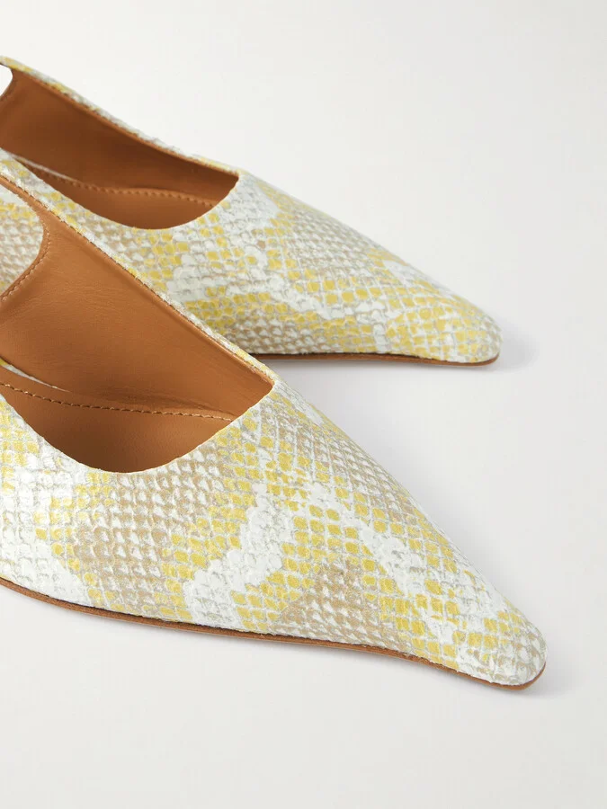 Aeyde - Catrina Snake-effect Leather Slingback Pumps - Animal print - Image 4