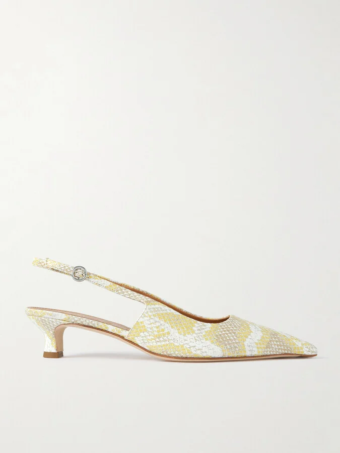 Aeyde - Catrina Snake-effect Leather Slingback Pumps - Animal print