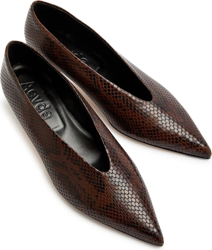 Aeyde Clara 35 Python-effect Leather Pumps - Image 3