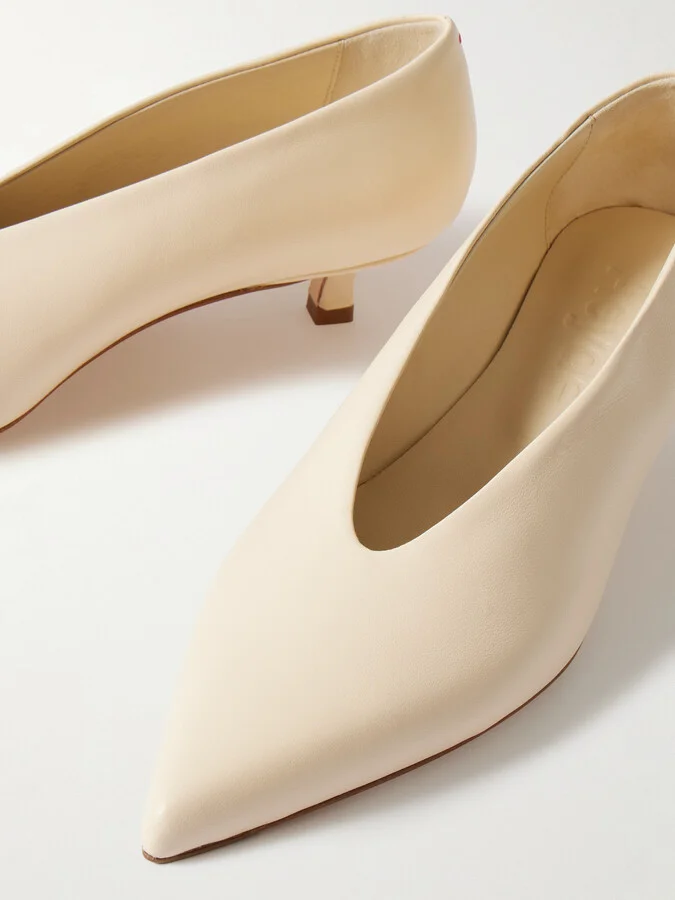 Aeyde - Clara Leather Pumps - Cream - Image 4