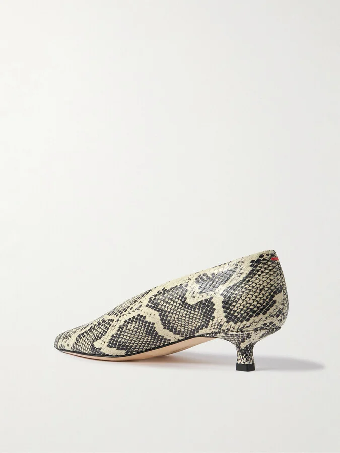 Aeyde - Clara Snake-effect Leather Pumps - Animal print - Image 3