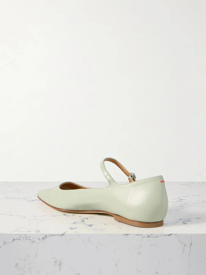 Aeyde - Cleo Leather Mary Jane Ballet Flats - Green - Image 3