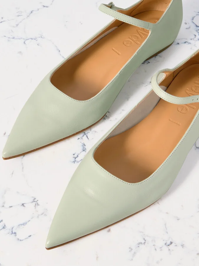 Aeyde - Cleo Leather Mary Jane Ballet Flats - Green - Image 4