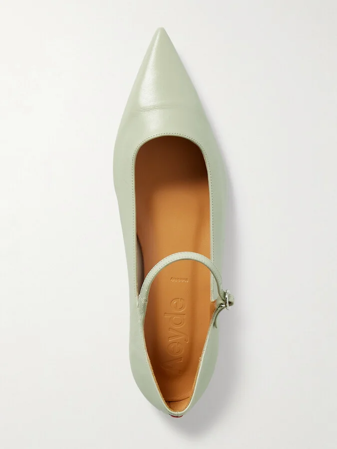 Aeyde - Cleo Leather Mary Jane Ballet Flats - Green - Image 5