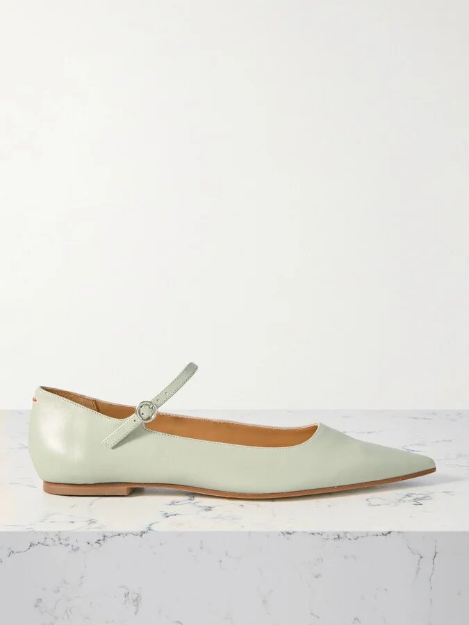 Aeyde - Cleo Leather Mary Jane Ballet Flats - Green