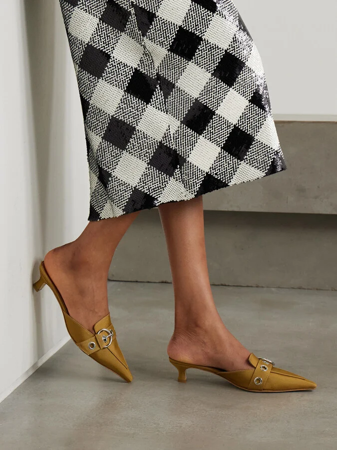 Aeyde - Danielle Buckled Grosgrain Mules - Brown - Image 2