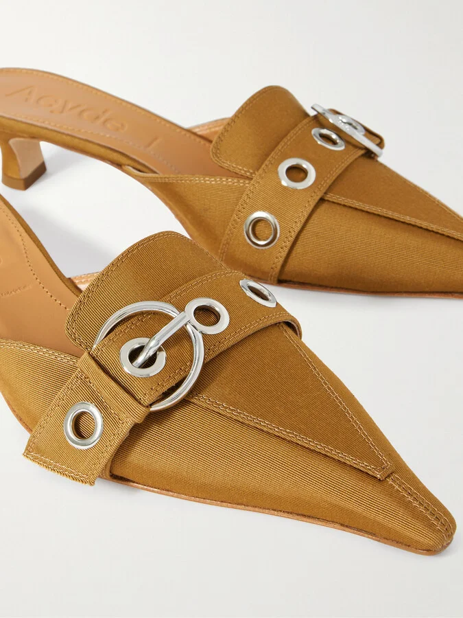 Aeyde - Danielle Buckled Grosgrain Mules - Brown - Image 4