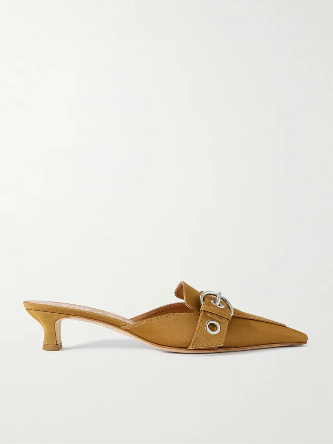 Aeyde - Danielle Buckled Grosgrain Mules - Brown