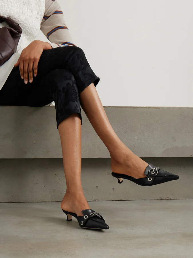 Aeyde - Danielle Buckled Leather Mules - Black - Image 2