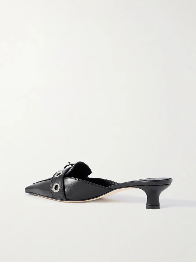 Aeyde - Danielle Buckled Leather Mules - Black - Image 3