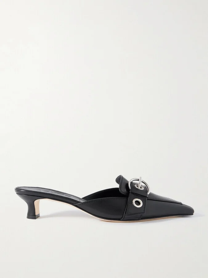 Aeyde - Danielle Buckled Leather Mules - Black