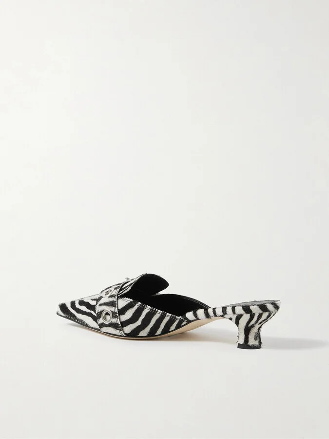 Aeyde - Danielle Buckled Zebra-print Calf Hair Mules - Animal print - Image 3