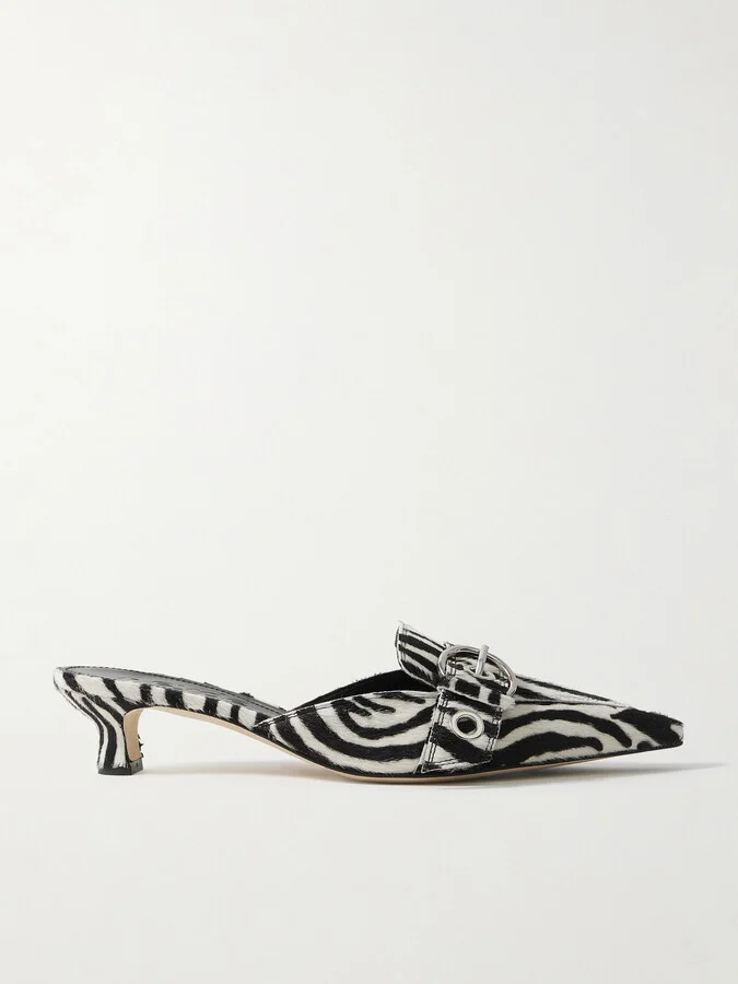 Aeyde - Danielle Buckled Zebra-print Calf Hair Mules - Animal print