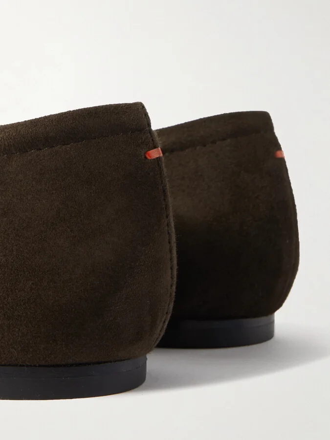 Aeyde - Delfina Bow-detailed Suede Ballet Flats - Brown - Image 4