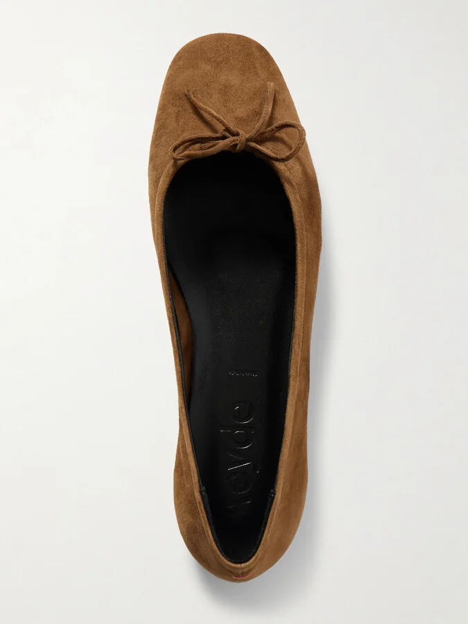 Aeyde - Delfina Bow-detailed Suede Ballet Flats - Brown - Image 5