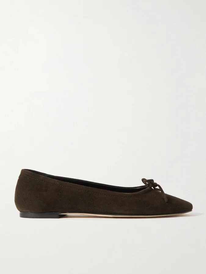 Aeyde - Delfina Bow-detailed Suede Ballet Flats - Brown