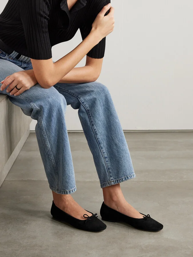 Aeyde - Delfina Suede Ballet Flats - Black - Image 2