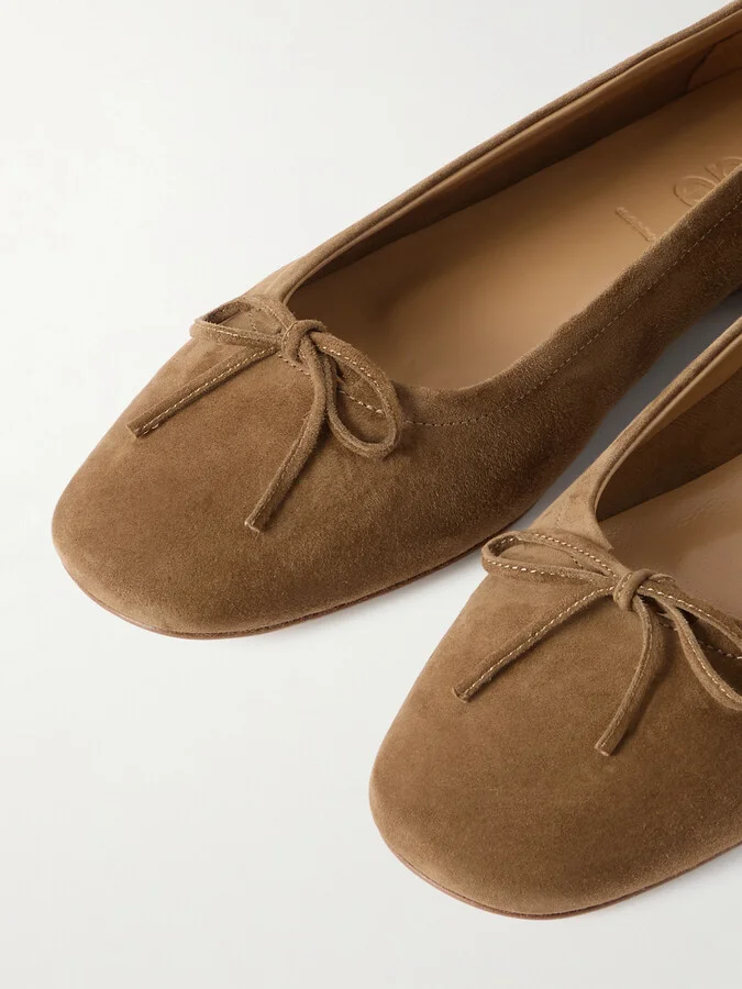 Aeyde - Delfina Suede Ballet Flats - Brown - Image 4