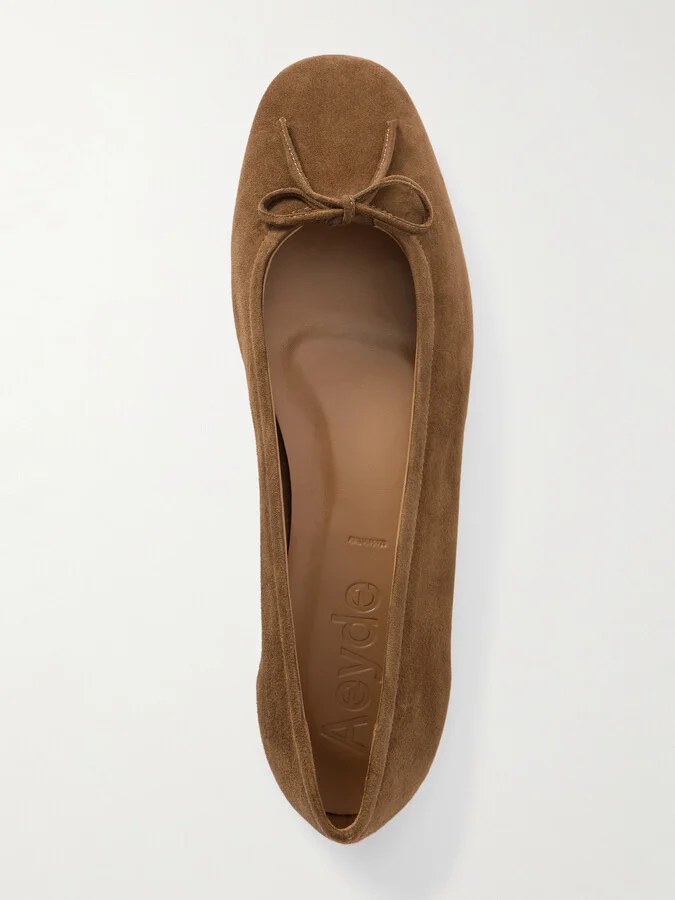 Aeyde - Delfina Suede Ballet Flats - Brown - Image 5
